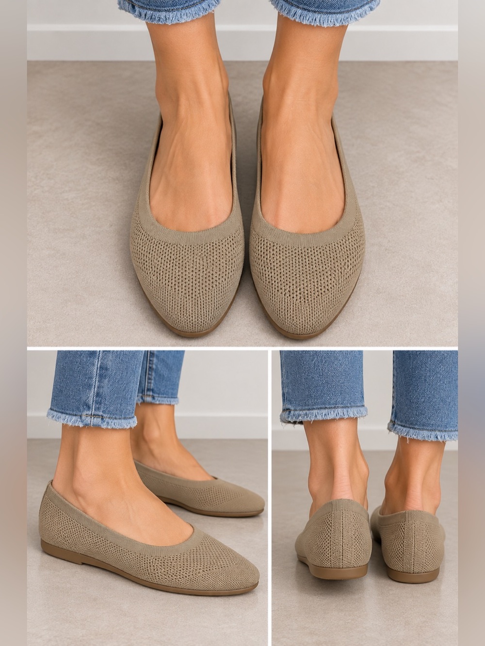 CROFT & BARROW Sonya Taupe Comfort Knit Ballet Flats size 7